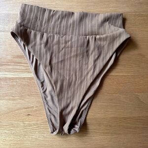 Aerie ribbed tan cheeky high waisted swim bottoms